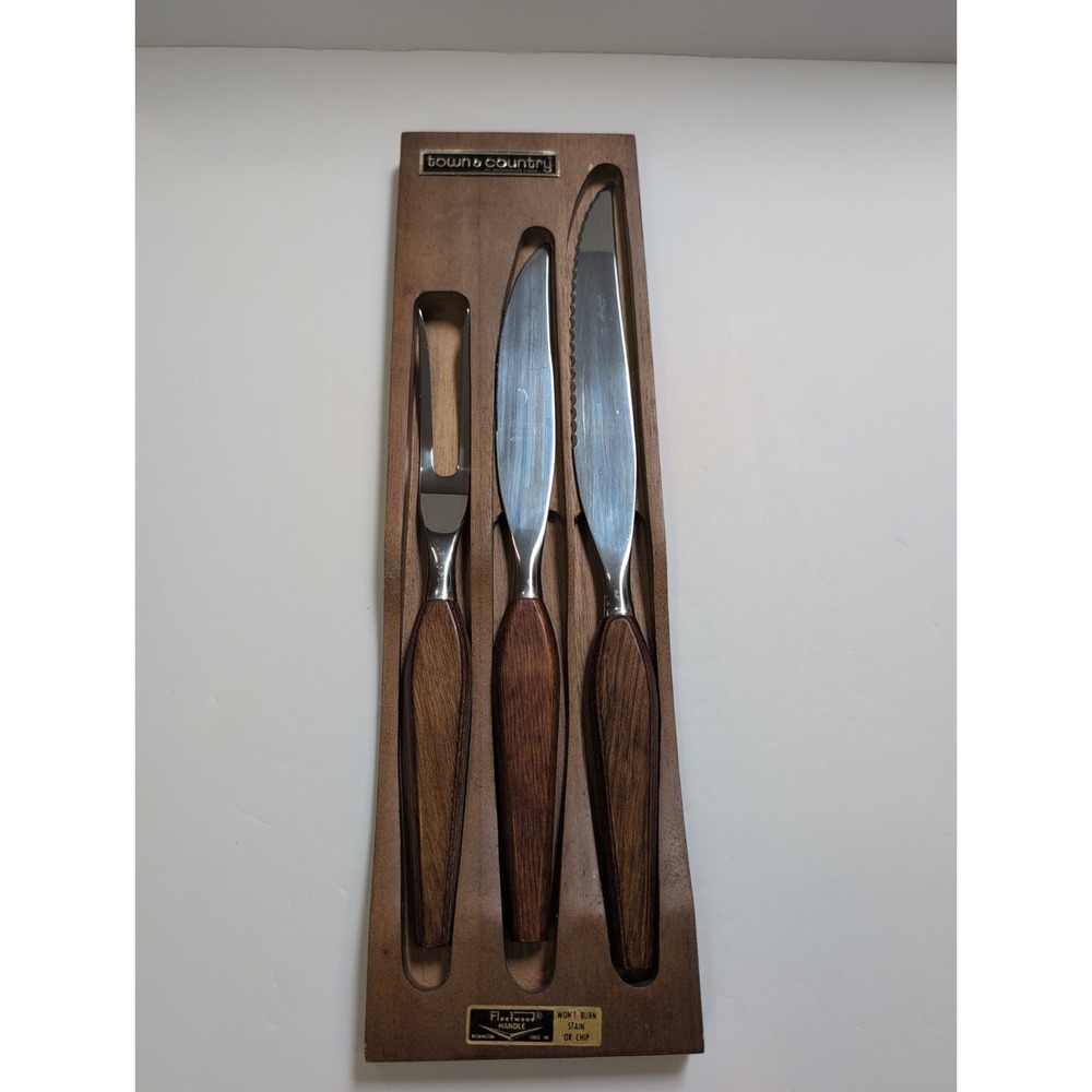 VTG Carving SetTown and Country 3 pc By Washington Forge Serving Fork Two Knives